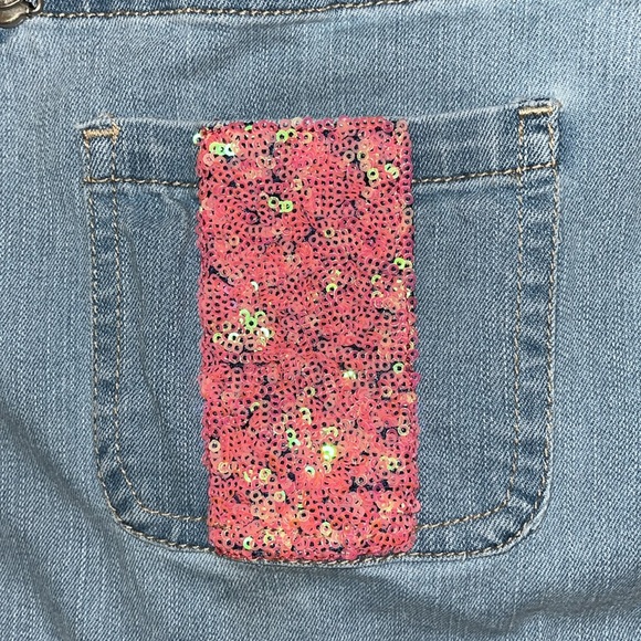 Jordache Denim sequin distressed Overalls with Star Embroidery Size Large - Picture 5 of 9